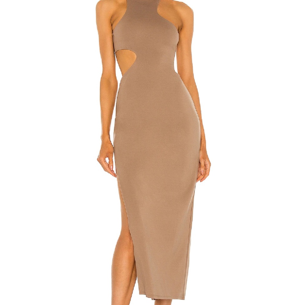 x REVOLVE Rylan Midi Dress in Taupe by Michael Costello size medium